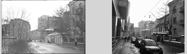 Филипповский (Аксаков) переулок вид от Сивцев Вражка 1983 год. Фото с https://pastvu.com Филипповский перулок 2019 год